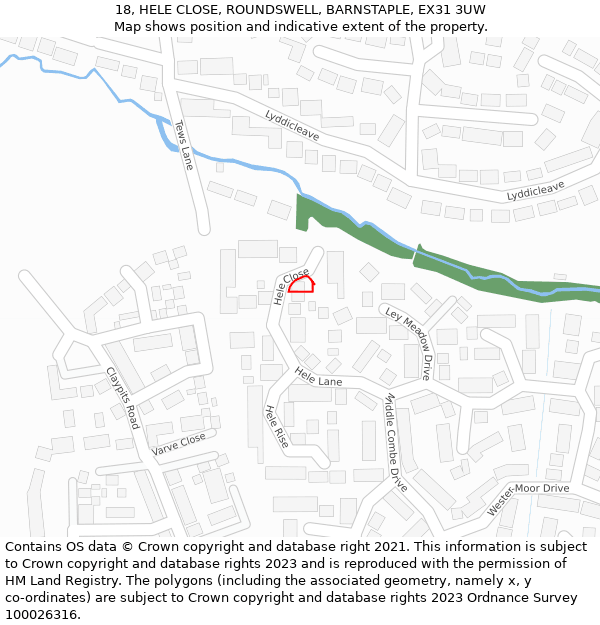 18, HELE CLOSE, ROUNDSWELL, BARNSTAPLE, EX31 3UW: Location map and indicative extent of plot