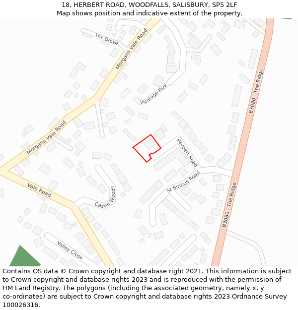 18, HERBERT ROAD, WOODFALLS, SALISBURY, SP5 2LF: Location map and indicative extent of plot