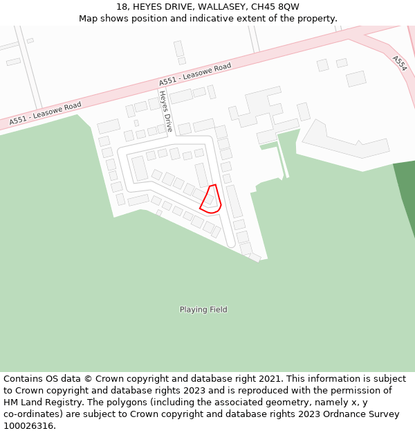 18, HEYES DRIVE, WALLASEY, CH45 8QW: Location map and indicative extent of plot