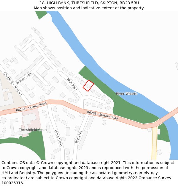 18, HIGH BANK, THRESHFIELD, SKIPTON, BD23 5BU: Location map and indicative extent of plot