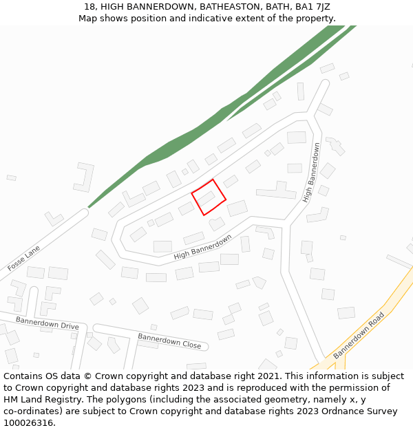 18, HIGH BANNERDOWN, BATHEASTON, BATH, BA1 7JZ: Location map and indicative extent of plot