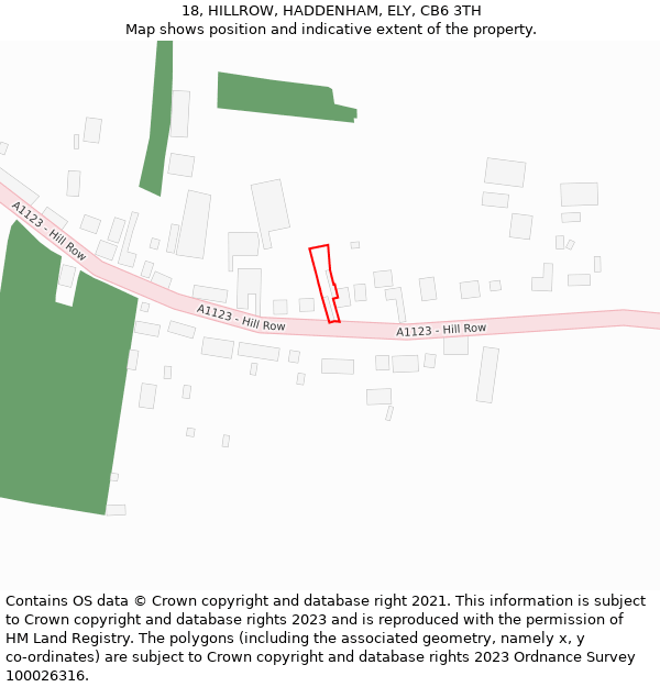 18, HILLROW, HADDENHAM, ELY, CB6 3TH: Location map and indicative extent of plot