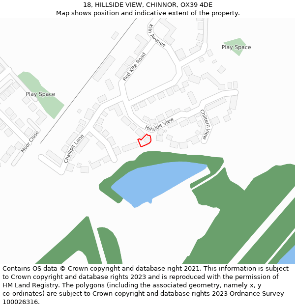 18, HILLSIDE VIEW, CHINNOR, OX39 4DE: Location map and indicative extent of plot