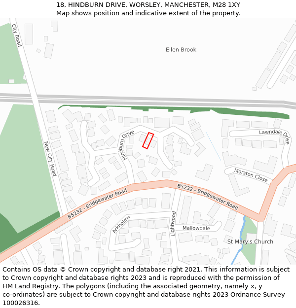 18, HINDBURN DRIVE, WORSLEY, MANCHESTER, M28 1XY: Location map and indicative extent of plot