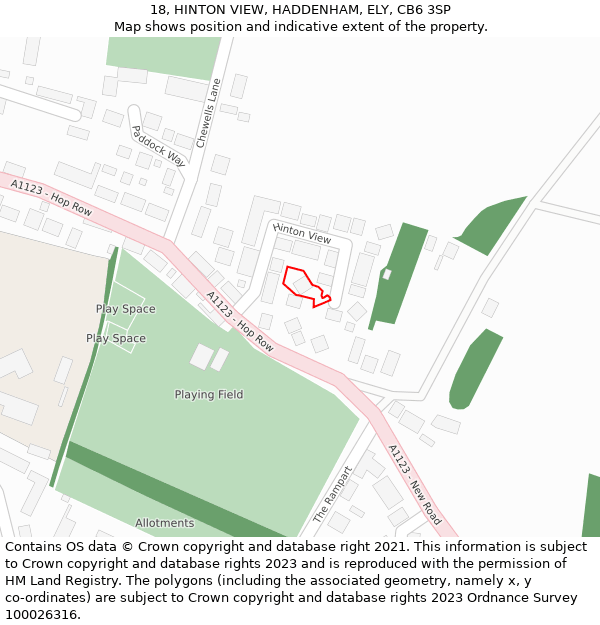 18, HINTON VIEW, HADDENHAM, ELY, CB6 3SP: Location map and indicative extent of plot