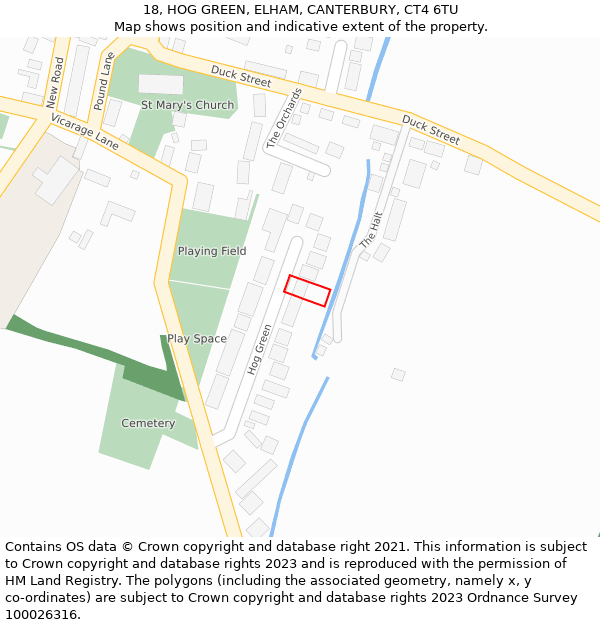 18, HOG GREEN, ELHAM, CANTERBURY, CT4 6TU: Location map and indicative extent of plot