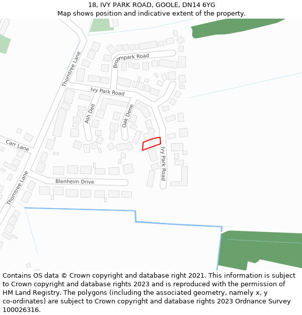 18, IVY PARK ROAD, GOOLE, DN14 6YG: Location map and indicative extent of plot