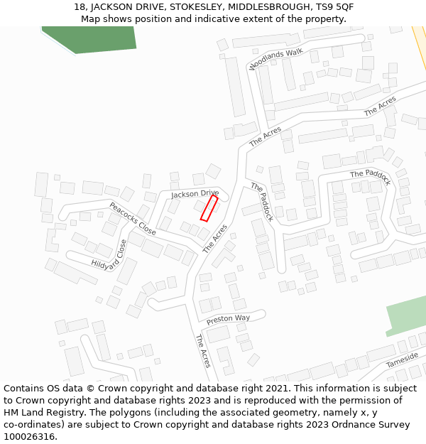 18, JACKSON DRIVE, STOKESLEY, MIDDLESBROUGH, TS9 5QF: Location map and indicative extent of plot