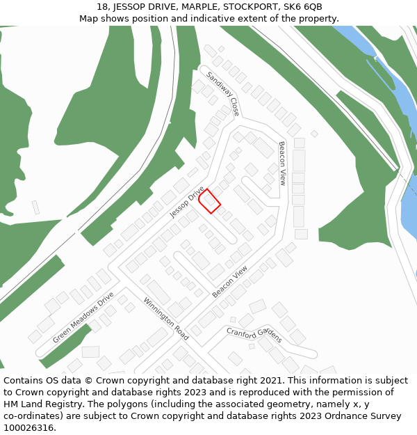 18, JESSOP DRIVE, MARPLE, STOCKPORT, SK6 6QB: Location map and indicative extent of plot