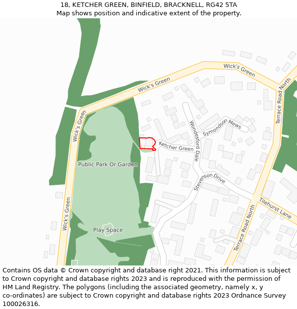 18, KETCHER GREEN, BINFIELD, BRACKNELL, RG42 5TA: Location map and indicative extent of plot