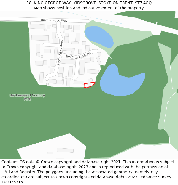 18, KING GEORGE WAY, KIDSGROVE, STOKE-ON-TRENT, ST7 4GQ: Location map and indicative extent of plot