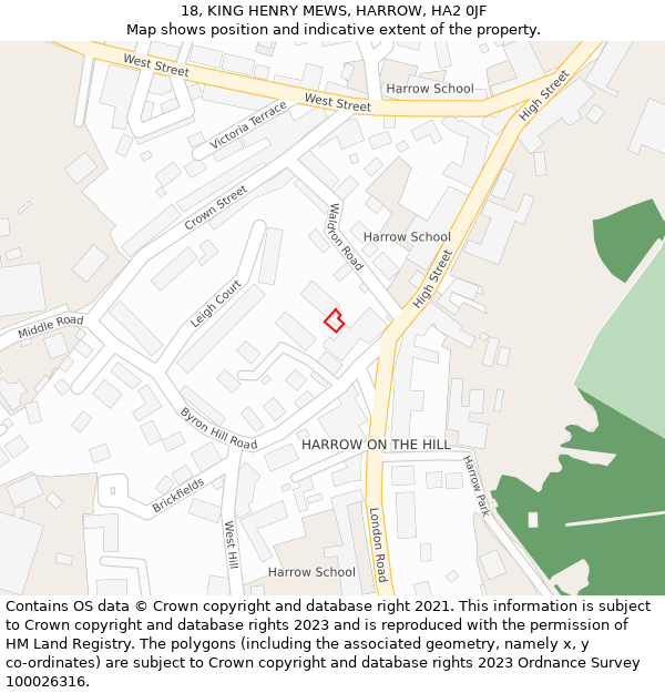 18, KING HENRY MEWS, HARROW, HA2 0JF: Location map and indicative extent of plot