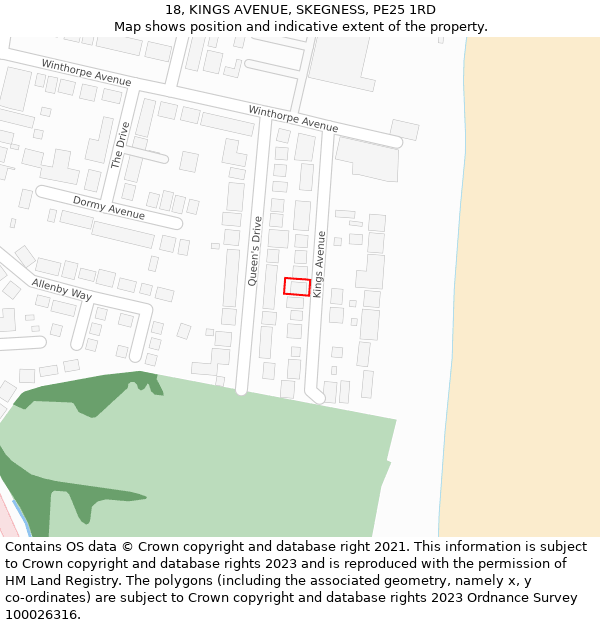 18, KINGS AVENUE, SKEGNESS, PE25 1RD: Location map and indicative extent of plot