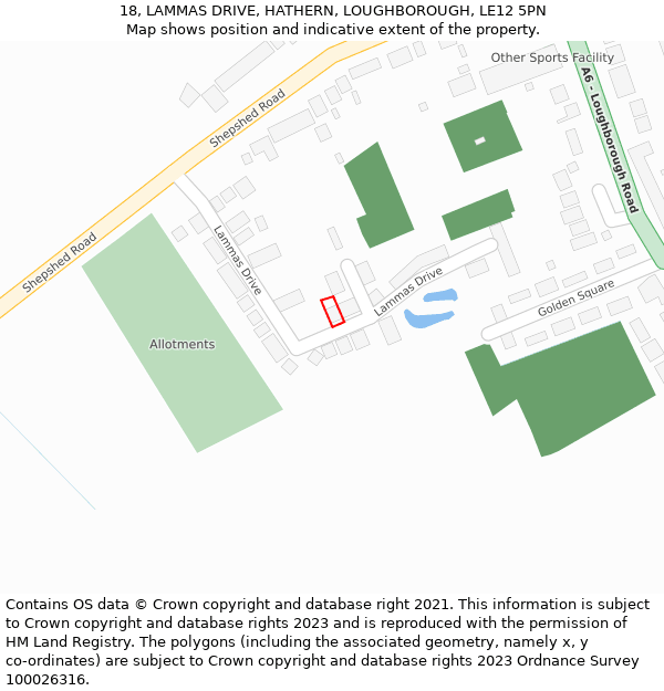 18, LAMMAS DRIVE, HATHERN, LOUGHBOROUGH, LE12 5PN: Location map and indicative extent of plot
