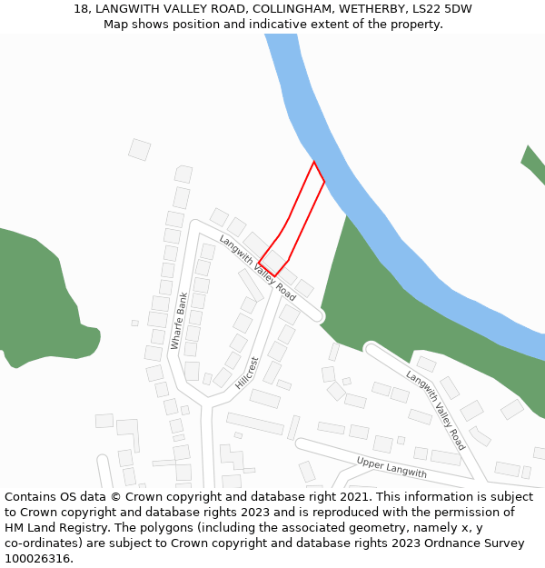 18, LANGWITH VALLEY ROAD, COLLINGHAM, WETHERBY, LS22 5DW: Location map and indicative extent of plot