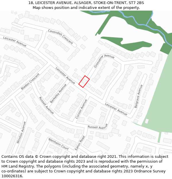 18, LEICESTER AVENUE, ALSAGER, STOKE-ON-TRENT, ST7 2BS: Location map and indicative extent of plot