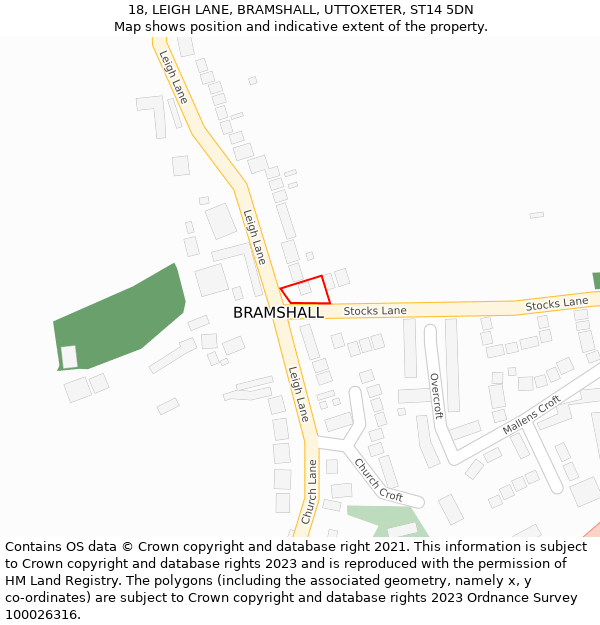 18, LEIGH LANE, BRAMSHALL, UTTOXETER, ST14 5DN: Location map and indicative extent of plot