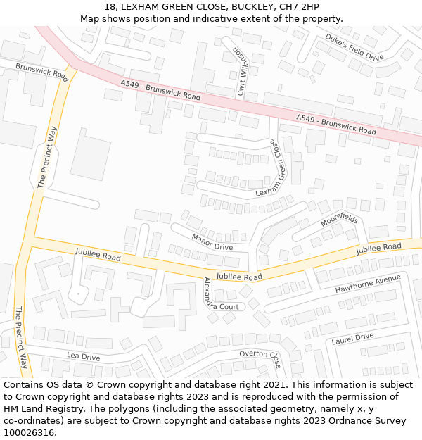 18, LEXHAM GREEN CLOSE, BUCKLEY, CH7 2HP: Location map and indicative extent of plot