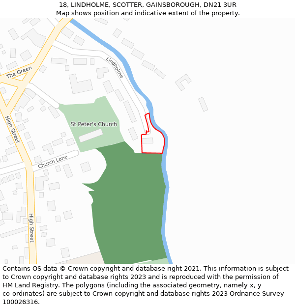 18, LINDHOLME, SCOTTER, GAINSBOROUGH, DN21 3UR: Location map and indicative extent of plot