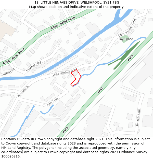 18, LITTLE HENFAES DRIVE, WELSHPOOL, SY21 7BG: Location map and indicative extent of plot