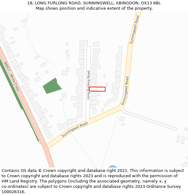 18, LONG FURLONG ROAD, SUNNINGWELL, ABINGDON, OX13 6BL: Location map and indicative extent of plot