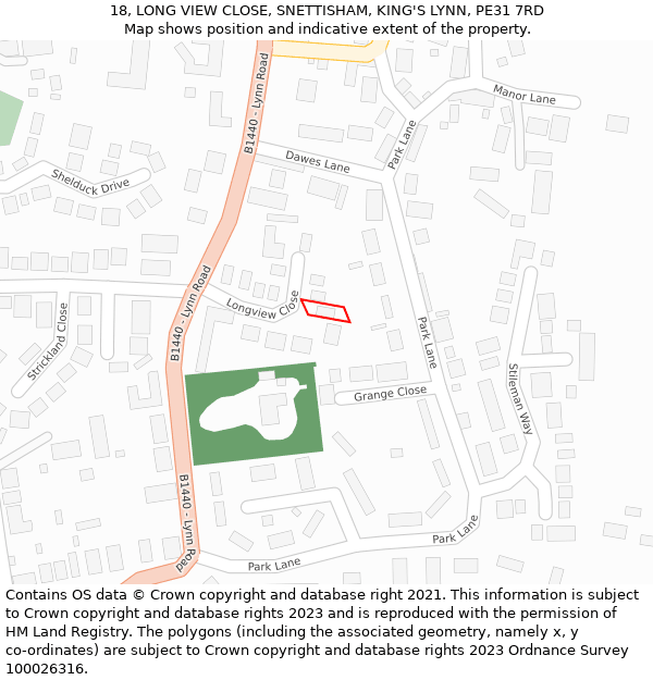 18, LONG VIEW CLOSE, SNETTISHAM, KING'S LYNN, PE31 7RD: Location map and indicative extent of plot