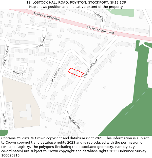 18, LOSTOCK HALL ROAD, POYNTON, STOCKPORT, SK12 1DP: Location map and indicative extent of plot