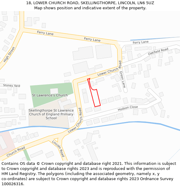 18, LOWER CHURCH ROAD, SKELLINGTHORPE, LINCOLN, LN6 5UZ: Location map and indicative extent of plot