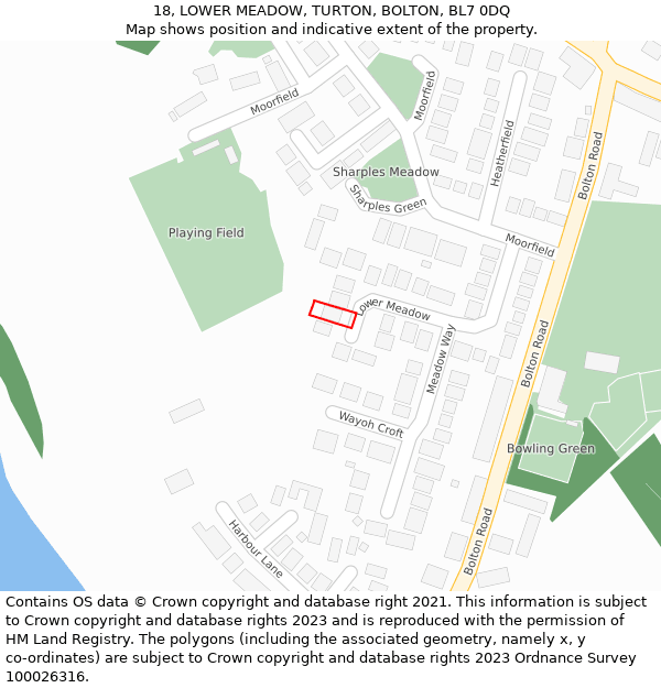 18, LOWER MEADOW, TURTON, BOLTON, BL7 0DQ: Location map and indicative extent of plot