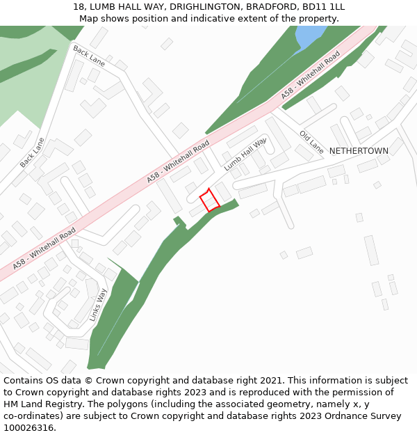 18, LUMB HALL WAY, DRIGHLINGTON, BRADFORD, BD11 1LL: Location map and indicative extent of plot