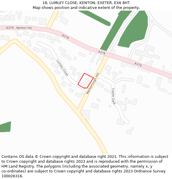 18, LUMLEY CLOSE, KENTON, EXETER, EX6 8HT: Location map and indicative extent of plot