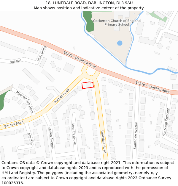 18, LUNEDALE ROAD, DARLINGTON, DL3 9AU: Location map and indicative extent of plot