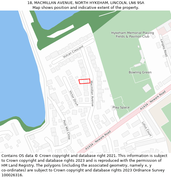 18, MACMILLAN AVENUE, NORTH HYKEHAM, LINCOLN, LN6 9SA: Location map and indicative extent of plot