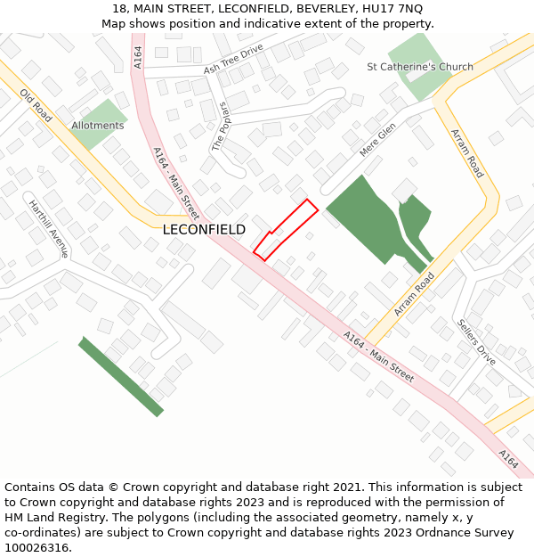18, MAIN STREET, LECONFIELD, BEVERLEY, HU17 7NQ: Location map and indicative extent of plot