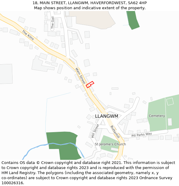 18, MAIN STREET, LLANGWM, HAVERFORDWEST, SA62 4HP: Location map and indicative extent of plot