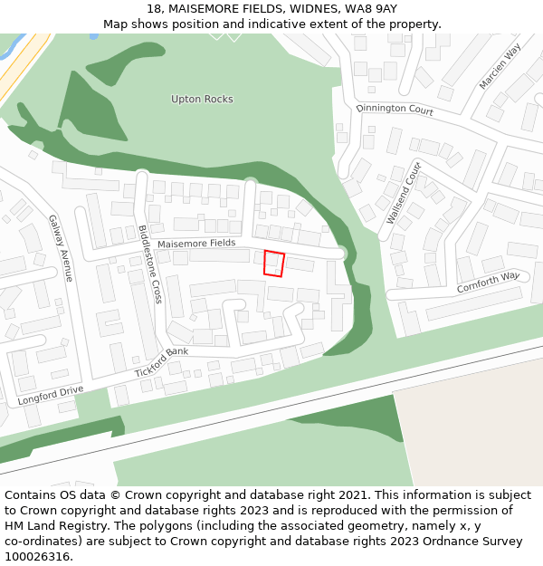18, MAISEMORE FIELDS, WIDNES, WA8 9AY: Location map and indicative extent of plot