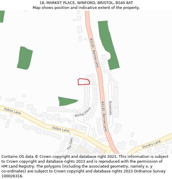 18, MARKET PLACE, WINFORD, BRISTOL, BS40 8AT: Location map and indicative extent of plot