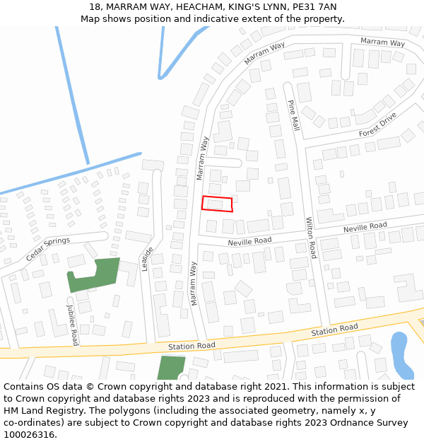 18, MARRAM WAY, HEACHAM, KING'S LYNN, PE31 7AN: Location map and indicative extent of plot