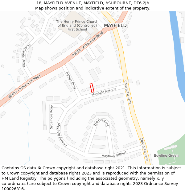 18, MAYFIELD AVENUE, MAYFIELD, ASHBOURNE, DE6 2JA: Location map and indicative extent of plot