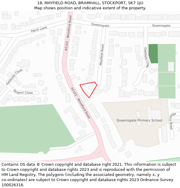 18, MAYFIELD ROAD, BRAMHALL, STOCKPORT, SK7 1JU: Location map and indicative extent of plot