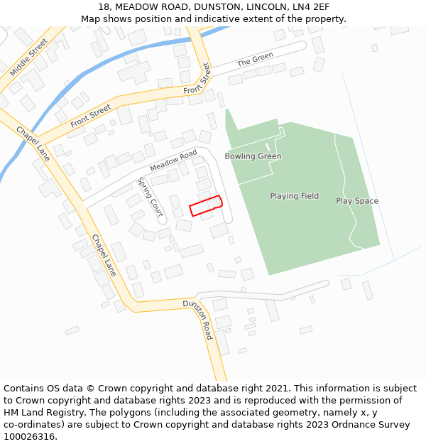 18, MEADOW ROAD, DUNSTON, LINCOLN, LN4 2EF: Location map and indicative extent of plot