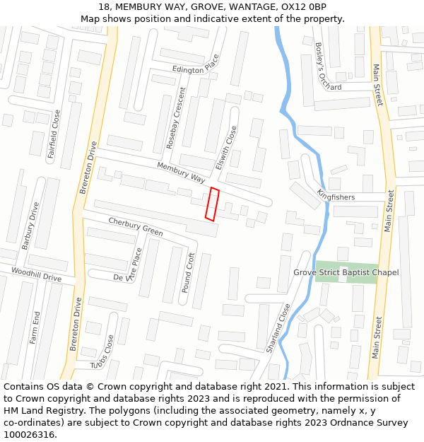 18, MEMBURY WAY, GROVE, WANTAGE, OX12 0BP: Location map and indicative extent of plot