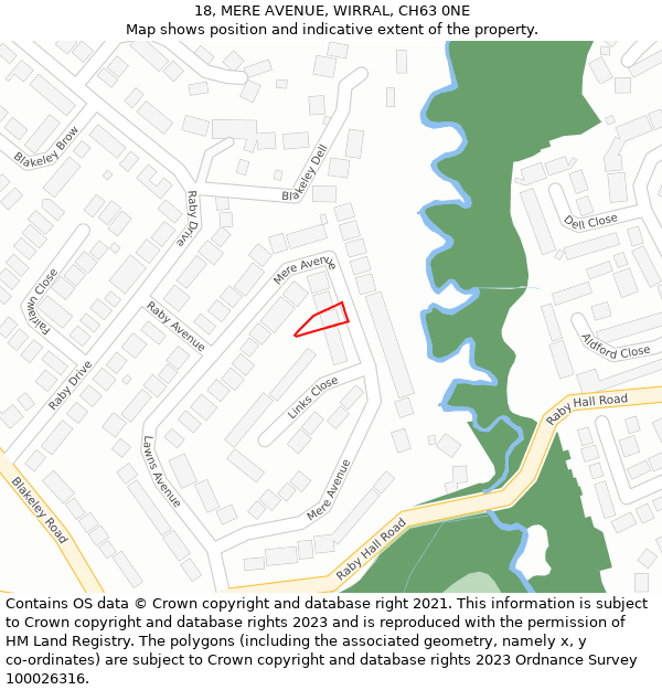 18, MERE AVENUE, WIRRAL, CH63 0NE: Location map and indicative extent of plot