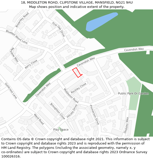 18, MIDDLETON ROAD, CLIPSTONE VILLAGE, MANSFIELD, NG21 9AU: Location map and indicative extent of plot