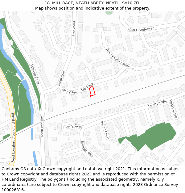 18, MILL RACE, NEATH ABBEY, NEATH, SA10 7FL: Location map and indicative extent of plot