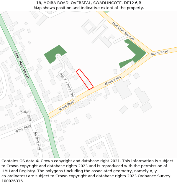 18, MOIRA ROAD, OVERSEAL, SWADLINCOTE, DE12 6JB: Location map and indicative extent of plot