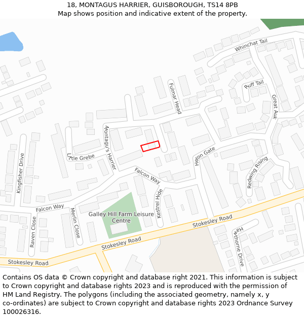 18, MONTAGUS HARRIER, GUISBOROUGH, TS14 8PB: Location map and indicative extent of plot