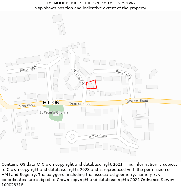 18, MOORBERRIES, HILTON, YARM, TS15 9WA: Location map and indicative extent of plot