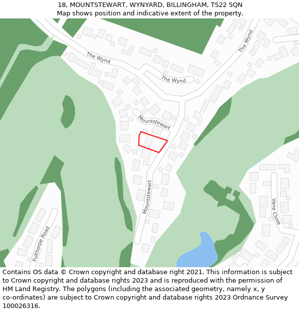 18, MOUNTSTEWART, WYNYARD, BILLINGHAM, TS22 5QN: Location map and indicative extent of plot