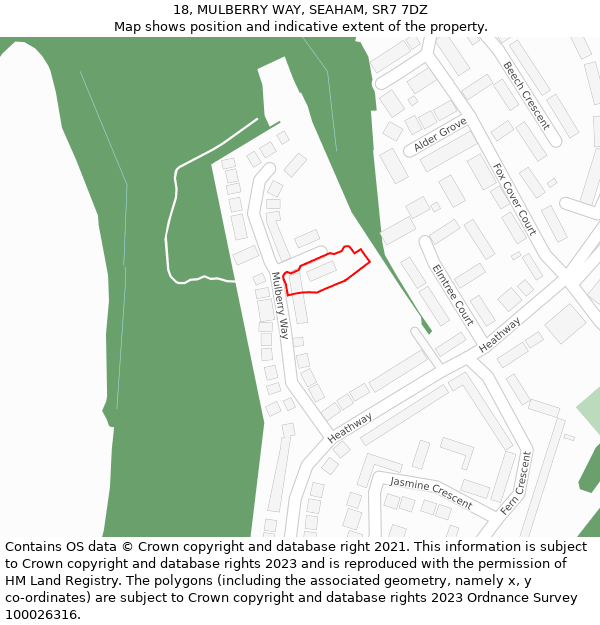 18, MULBERRY WAY, SEAHAM, SR7 7DZ: Location map and indicative extent of plot
